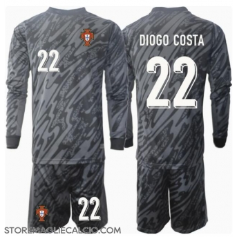Portogallo Diogo Costa #22 Portiere Maglia Gara Trasferta Repliche Europei 2024 Bambino Maniche Lunghe